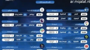 مواعيد مباريات الإثنين 15 ديسمبر 2025 والقنوات الناقلة لمتابعة المباريات بدقة